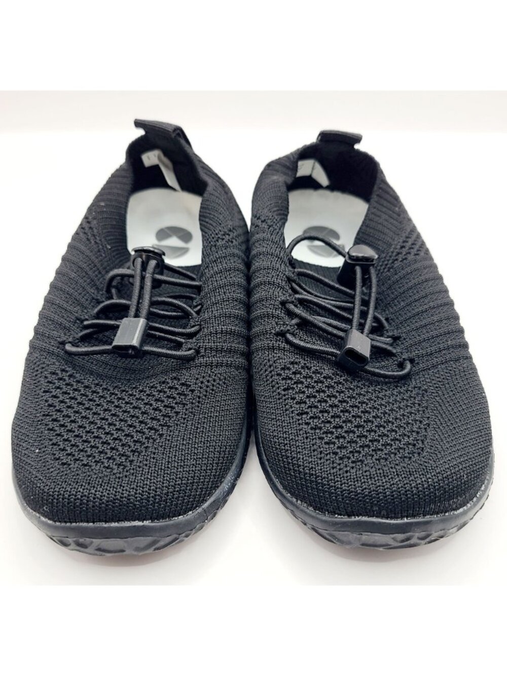 Kids Slip On Black Shoes Unisex Breathable Knit Elastic Drawstring Size 10 Youth - Picture 2 of 7